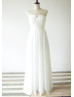 Ivory Folded Chiffon Long Beach Wedding Dress